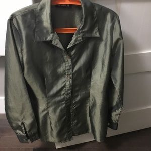 Initial Iridescent Button Up Blouse